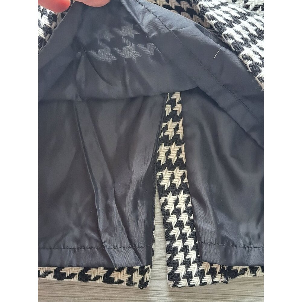 Vtg Liz Claiborne Houndstooth Black & White Pencil Skirt Size 6 Wool Blend - Picture 2 of 8